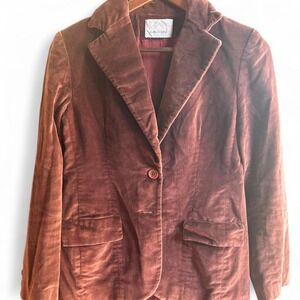 Women's vintage Burgundy brown velvet blazer medium‎